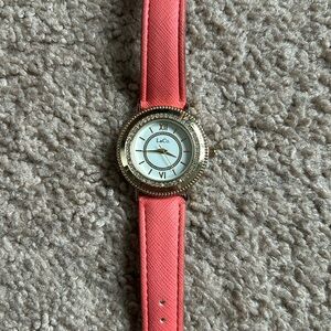 L&Co women’s vintage pink/gold crystal‎ adjustable wristwatch measurements shown